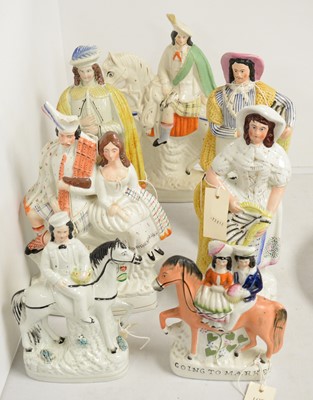 Lot 477 - Seven Staffordshire figures and figure groups.