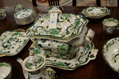 Lot 401 - Masons 'Chartreuse' pattern part dinner and tea service.
