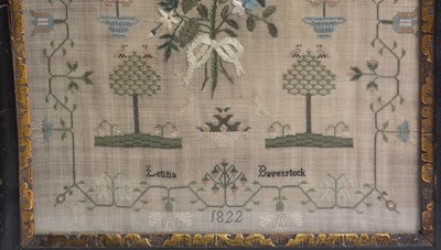 Lot 760 - A George IV 'Christmas Day' needlework sampler by Letitia Baverstock.