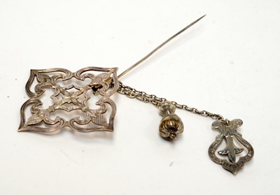 Lot 89 - A Victorian silver cloak pin by Henry Ellis & Son.