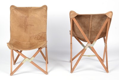 Lot 643 - After Joseph Fendi for Paolo Vigano: a pair of 'Tripolina' style leather sling chairs.