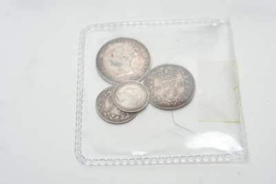 Lot 247 - A set of brass sovereign scales and silver coins.