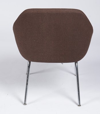 Lot 663 - Three mid Century brown upholstered and chrome office chairs.