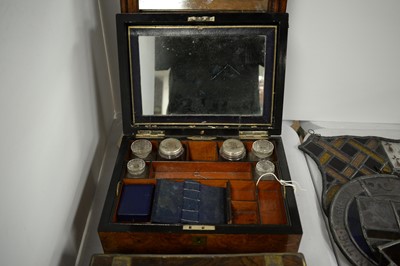Lot 389 - Two Victorian travelling vanity sets; and a swing toilet mirror.