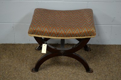 Lot 39 - 20th C Regency style X-form stool; and a Victorian footstool.