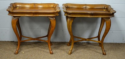 Lot 58 - A pair of modern decorative tray-top tables, originally purchased at N H Chapman & co, Newcastle