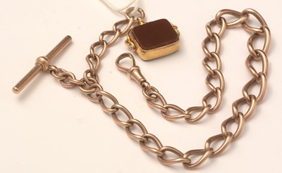 Lot 153 - A 9ct gold graded curb-link watch chain, with 9ct gold swivel fob seal