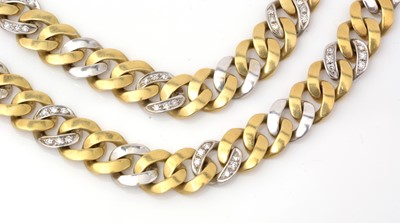 Lot 100 - Two 18ct gold and diamond necklaces.