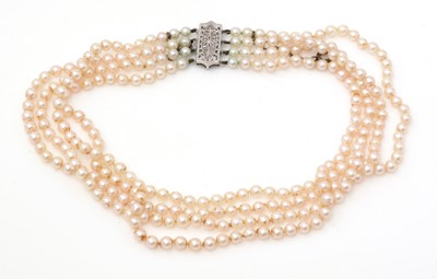 Lot 107 - A four strand cultured pearl necklace