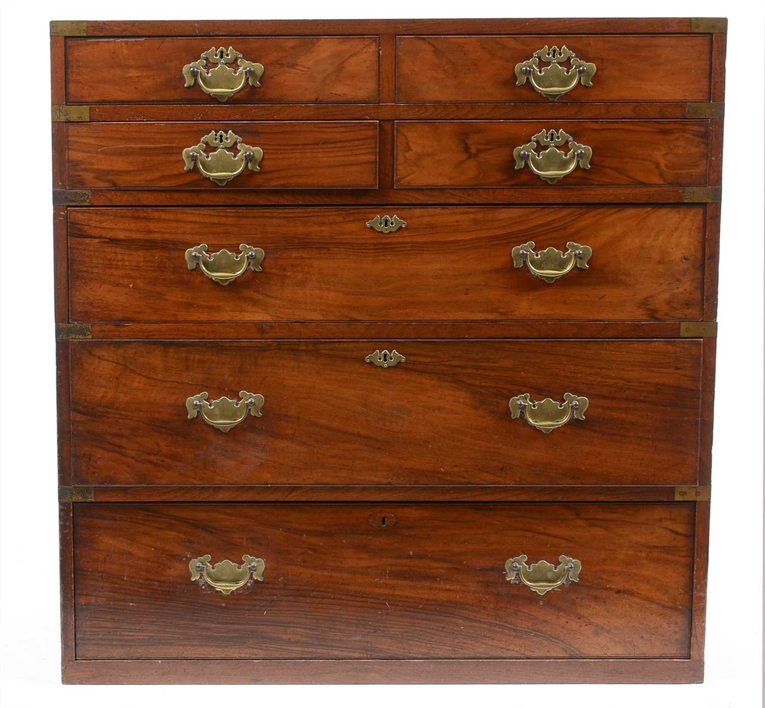 651 - A 19th Century Irish mahogany campaign chest by Ross & Co, Dublin.