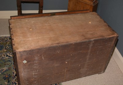 Lot 651 - A 19th Century Irish mahogany campaign chest by Ross & Co, Dublin.