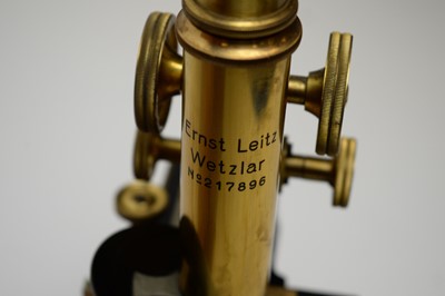 Lot 423 - An Ernst Leitz Wetzlar microscope, in carry case.
