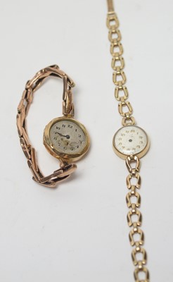 Lot 209 - A lady's yellow-metal cased Tudor wristwatch on a 9ct gold Rolex bracelet strap.