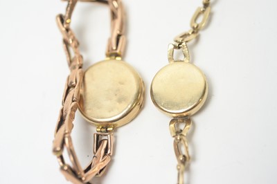Lot 209 - A lady's yellow-metal cased Tudor wristwatch on a 9ct gold Rolex bracelet strap.