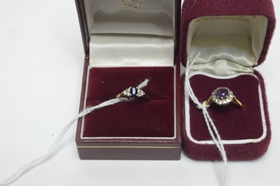 Lot 237 - A sapphire and diamond ring, and a amethyst and diamond ring