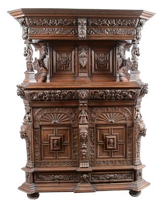 Lot 604 - Large and ornate late 19th C Flemish carved armoire.