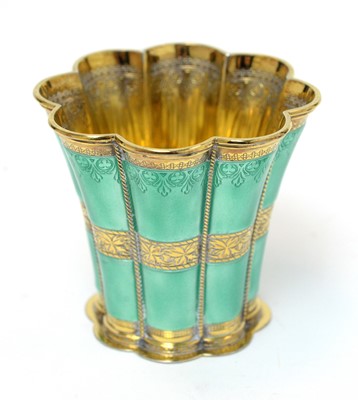 Lot 173 - A set of four silver gilt and enamel cups
