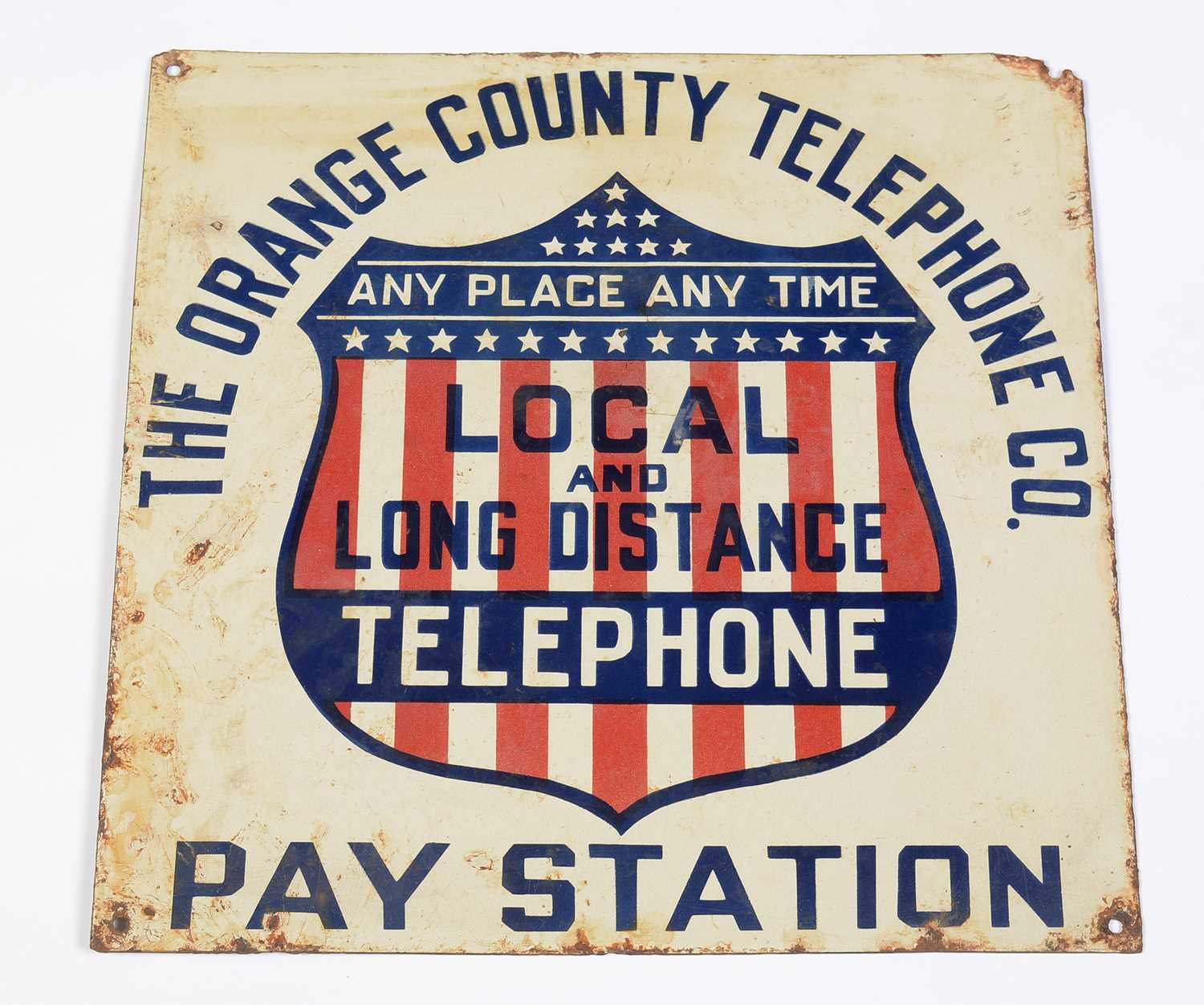 Lot 704 - The Orange County Telephone Co. Pay Station enamel advertising sign