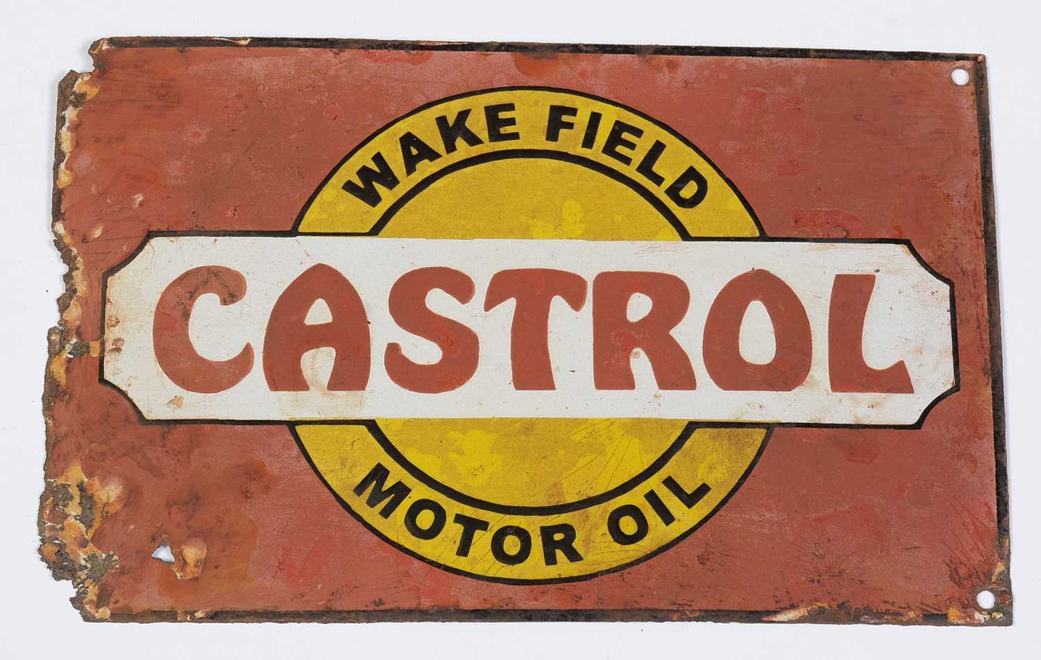 Lot 672 - A Wakefield Castrol Motor Oil enamel advertising sign