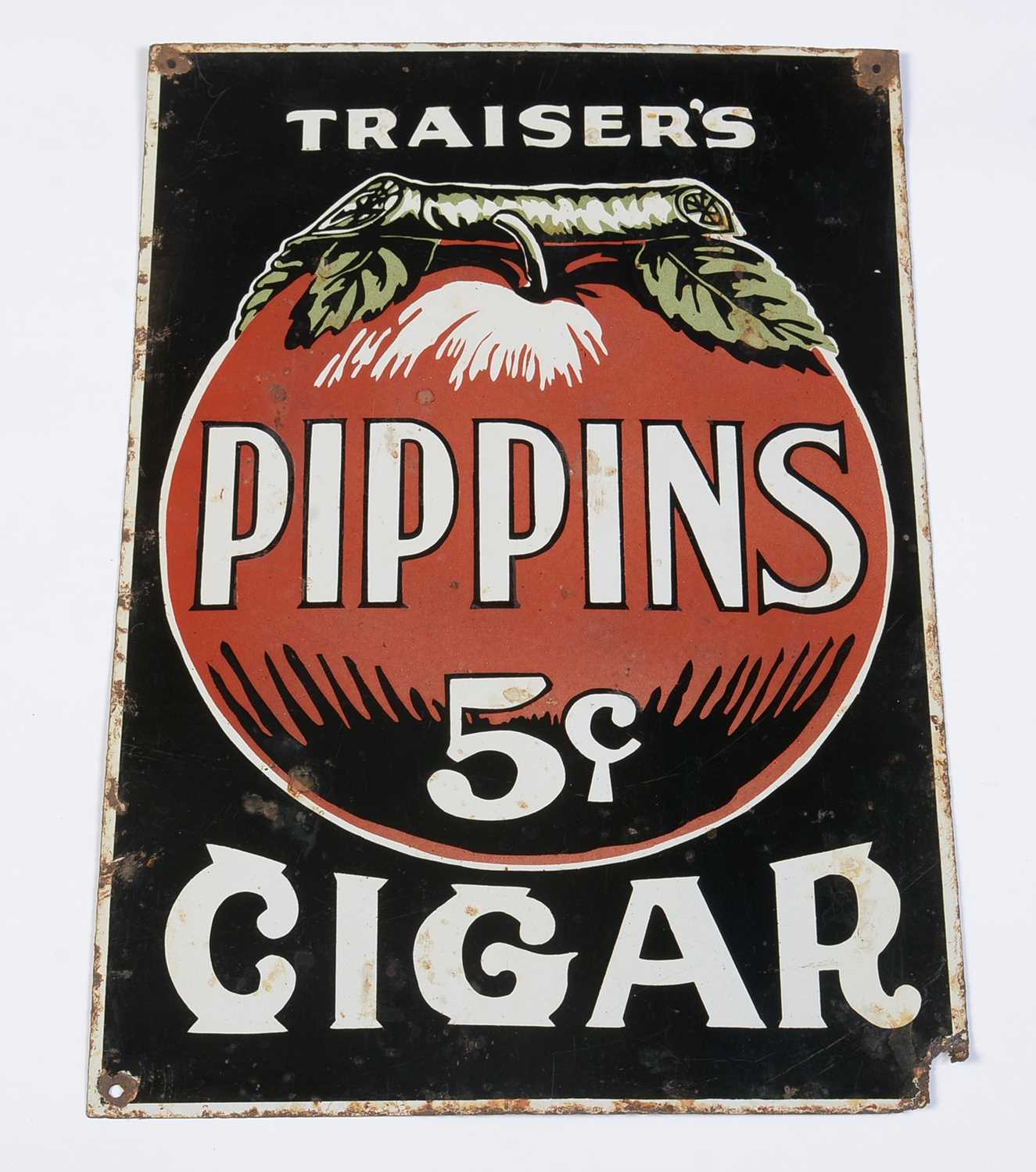 Lot 707 - Traiser's Pippins Cigar enamel advertising sign