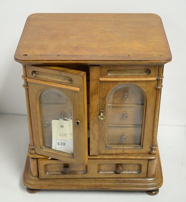 Lot 439 - Late 19th/early 20th C walnut smoker's cabinet.