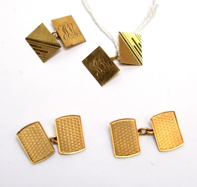 Lot 238 - Two pairs of 9ct yellow gold cufflinks