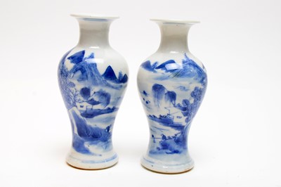 Lot 715 - Pair small Chinese blue and white vases, famille rose bowl