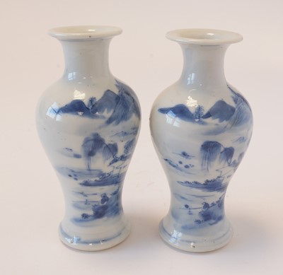 Lot 715 - Pair small Chinese blue and white vases, famille rose bowl