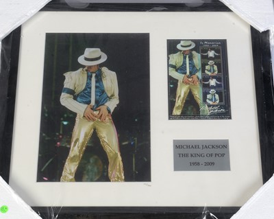 Lot 924 - Signed mark Knopfler Photo Michael Jackson framed photograph