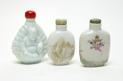 Lot 469 - Three Chinese porcelain snuff bottles