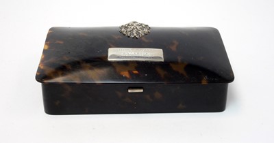 Lot 164 - A George V tortoiseshell and silver launch box