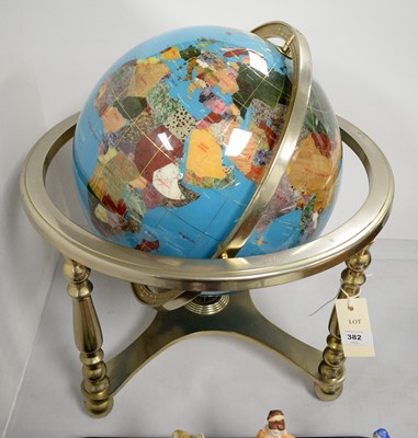 Lot 382 - A 20th C specimen stone table globe.