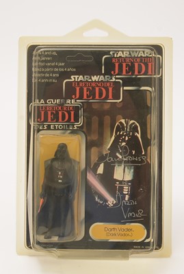 Lot 261 - Star Wars Return of the Jedi Darth Vader carded figure signed by Dave Prowse