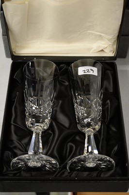 Lot 229 - Three pairs of Waterford Crystal champagne glasses.