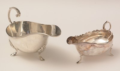 Lot 195 - Two antique silver sauce boats