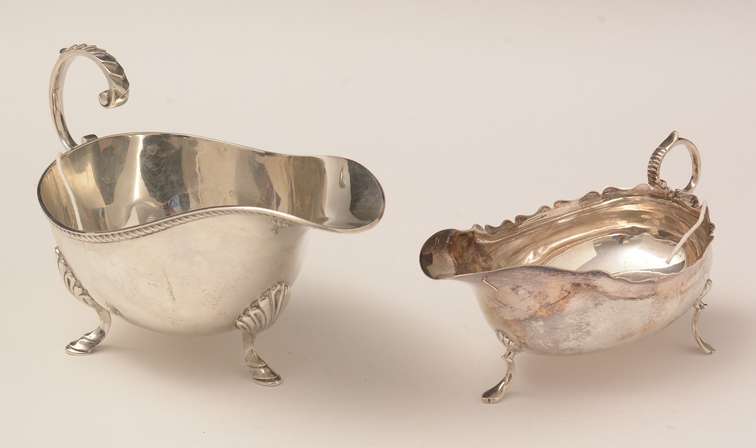 Lot 195 Two antique silver sauce boats