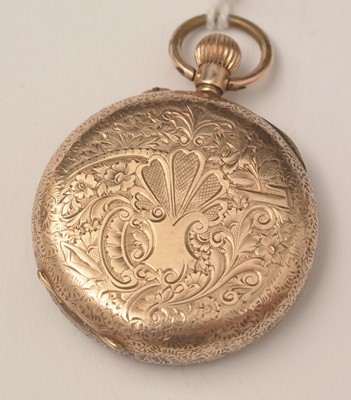 Lot 116 - A late Victorian yellow-metal cased and open-face fob watch