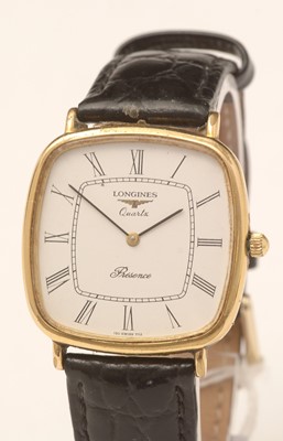 Lot 130 - A Longines 'Presence' gold-plated wristwatch