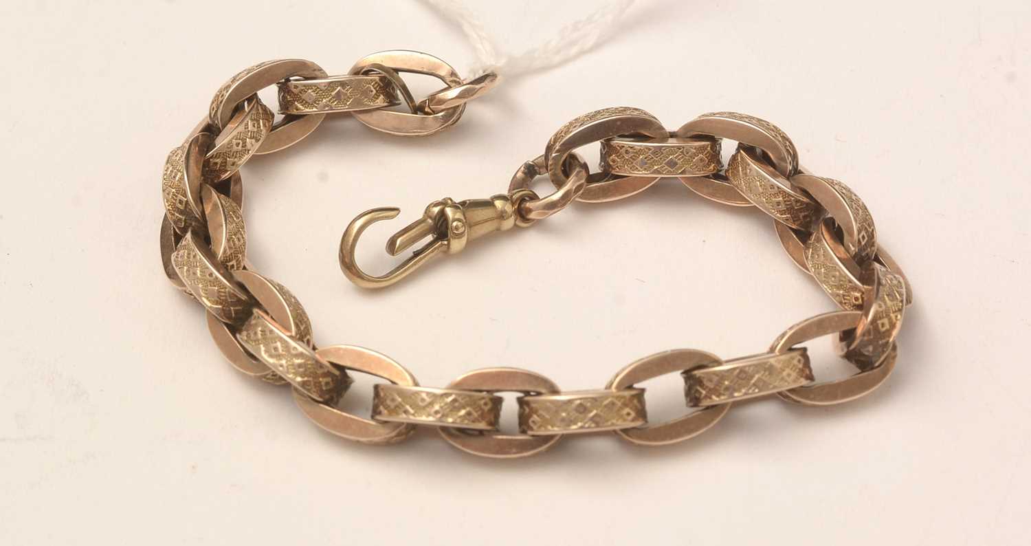 Lot 132 - An antique yellow-metal watch chain converted to be worn as a bracelet