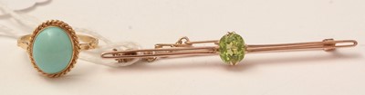 Lot 138 - A bar brooch and a turquoise ring