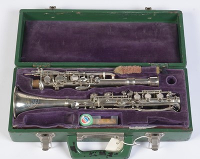 Lot 806 - Harry Pedler metal Bb covered hole clarinet