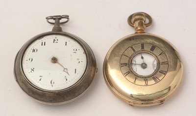 Lot 176 - A Georgian pair-cased pocket watch and a gold-plated half-hunter