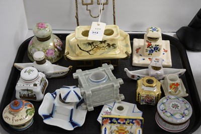 Lot 313 - Selection of ceramic inkwells and inkstands.