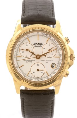 Lot 193 - Duward Aquastar: an 18t yellow gold cased quartz chronograph wristwatch