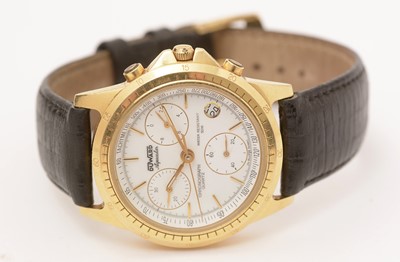 Lot 34 - Duward Aquastar: an 18t yellow gold cased quartz chronograph wristwatch