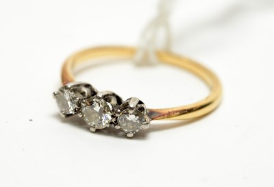 Lot 147 - An early 20th century three-stone diamond ring