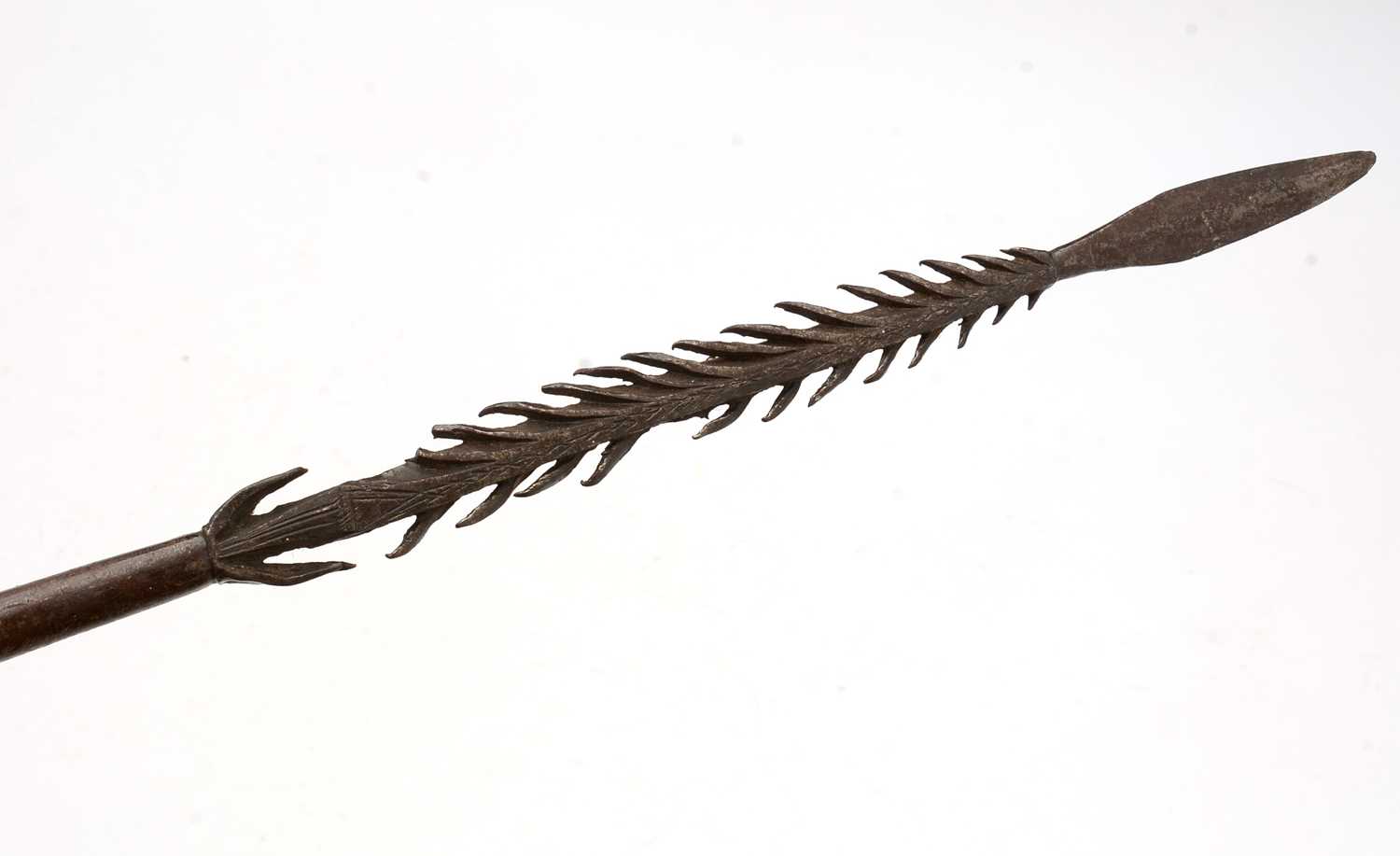 Lot 508 - Sudanese barbed iron fishing spear