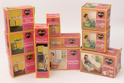 Lot 218 - Boxed Pedigree Sindy doll living room, dining room and kitchen furniture