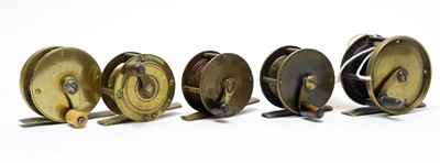 Lot 569 - Five all brass reels