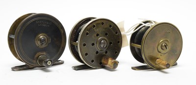 Lot 580 - Three early 20th Century fishing reels, by Carter & Co